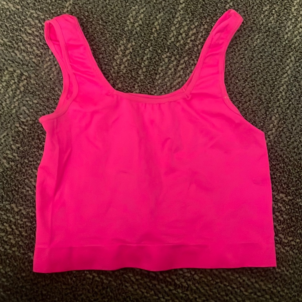 Neon pink cropped tank top